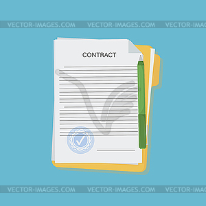 Contract in flat style, business concept - vector image