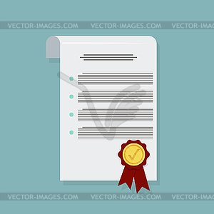Contract in flat style, business concept - vector image