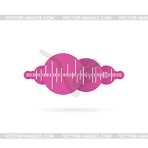 Sound wave music logo with shadow, design - vector image