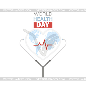 World health day with doctor stethoscope - vector image