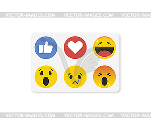 Emoji emoticon in flat style, set icons, social - vector image