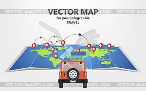 Travel on car in flat style, - vector EPS clipart