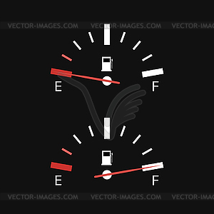 Full fuel gauge icon on black background - - vector image