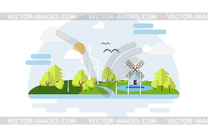 Eco city. Modern flat design style. Concept energy - vector clip art