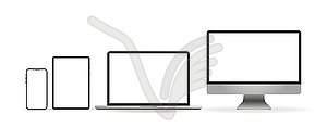 Laptop realistic. Device in mockup style. Set - vector image