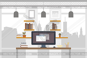 Офисный мир. Работа в плоском дизайне. Spac работы - векторный рисунок