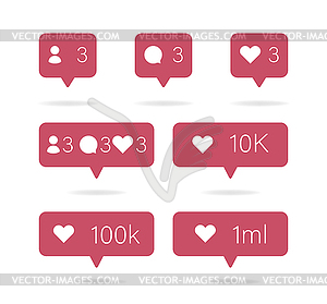 Social icon. Media set icons pack. Comment, follow - vector image