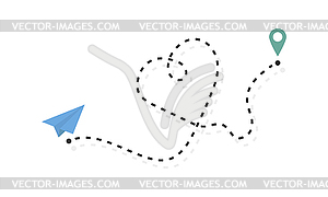 Travel airplane. Hearth linear style. Travel in fla - vector clipart / vector image