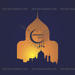 Праздник Рамадан Каррем. Мусульманин со взрывом. Vect - стоковое векторное изображение