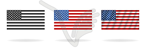 Флаг американский в трех стилях. Флаги - стоковый клипарт