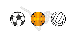 Balls volleyball basketball football set. Set - color vector clipart