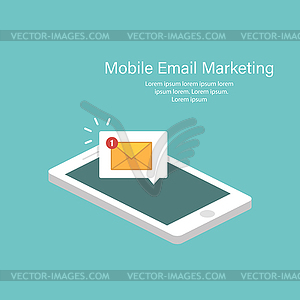 Email notification concept in isometric design. - vector clipart
