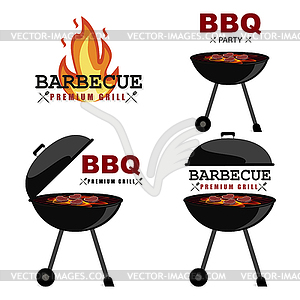 BBQ party. Barbecue set style. Bbq grill, summer - vector image