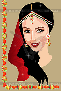 Indian woman with jewelry - vector clipart