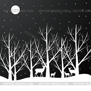 Winter forest - vector clipart