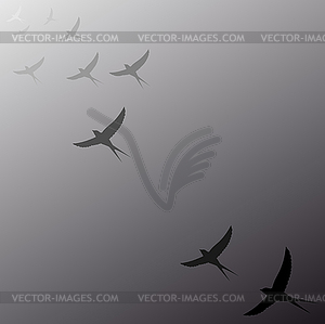 Birds flying away into distance - vector clipart