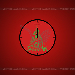 Christmas open ,Christmas clock - royalty-free vector clipart