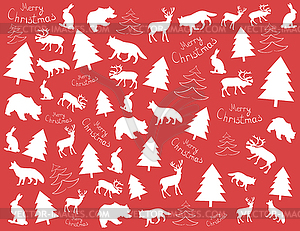 Christmas,Christmas background with deers - vector image