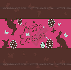 Easter, Easter card with rabbit - vector clip art