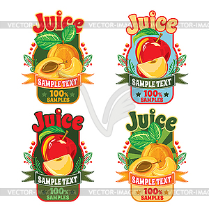 Шаблоны для этикеток сока из яблок и абрикосов - изображение векторного клипарта