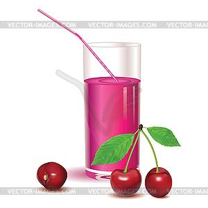 Glass for juice from cherries - vector clip art