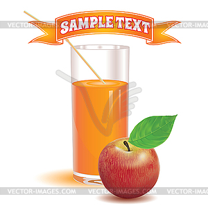 Glass for juice from the ripe red apple - vector image