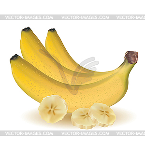 Bunch of bananas and sliced bananas - vector clipart