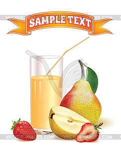 Glass with juice and fruits - vector image