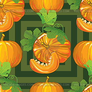 Seamless pattern of ripe pumpkins - vector image