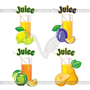 Glasses for juice from fruits - vector clipart