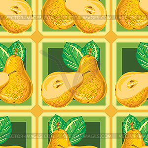 Seamless pattern of yellow pear and pear slices - vector clip art