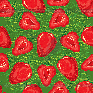 Seamless pattern of ripe strawberries and strawberries - vector clipart