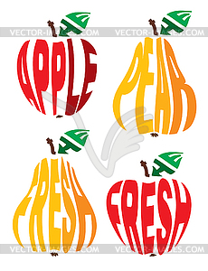 Images of elements emblems in form of apple and pear - vector clipart