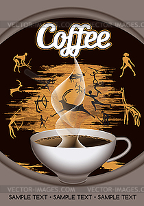 Design template label with a cup of coffee - vector clipart / vector image