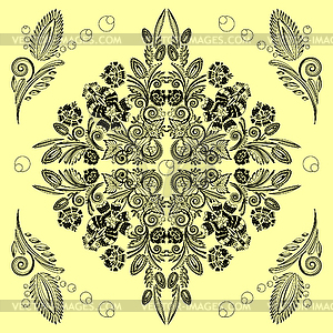 Pattern with vintage floral ornament - vector clipart