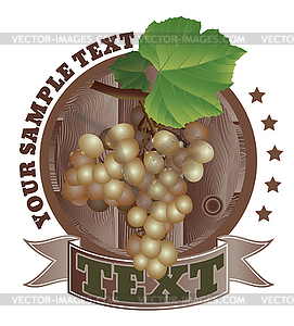 Picture of a bunch of grapes on wooden texture - vector clipart