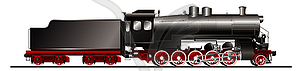 Old steam locomotive - color vector clipart