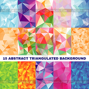 Set of abstract triangulated backgrounds - vector image