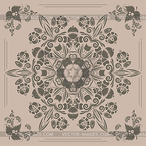 Vintage seamless pattern with floral ornament with - vector image