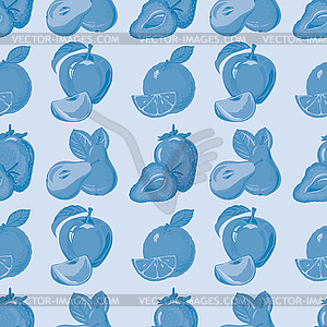 Seamless pattern of strawberry, apple, orange, pear - vector clip art