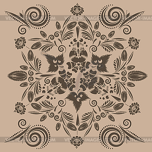 Vintage seamless pattern with floral ornament - vector clipart