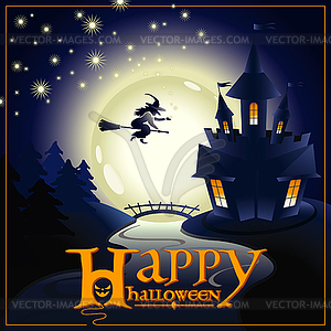 Баннер с надписью Happy Halloween - иллюстрация в векторном формате