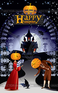 Greeting card with inscription Happy Halloween - vector EPS clipart