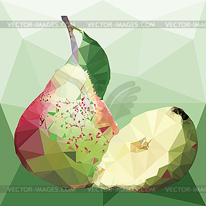 Pear on a abstract background from triangles - vector clipart