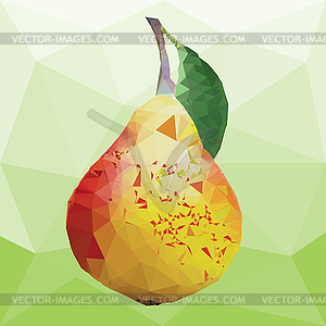 Pear on a abstract background from triangles - vector clipart