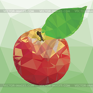 Illustration vector ripe apple red color with leaves - color vector clipart