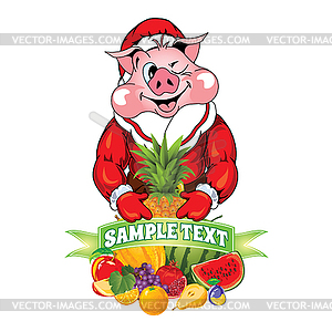 Cartoon pig in clothing Santa Claus - vector clipart