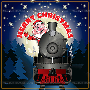 Banner with congratulation Merry Christmas - vector image