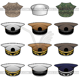 Military Hats Vector Illustration - vector clip art