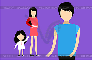 Happy family together. Portret, home, happy. Mother - vector image